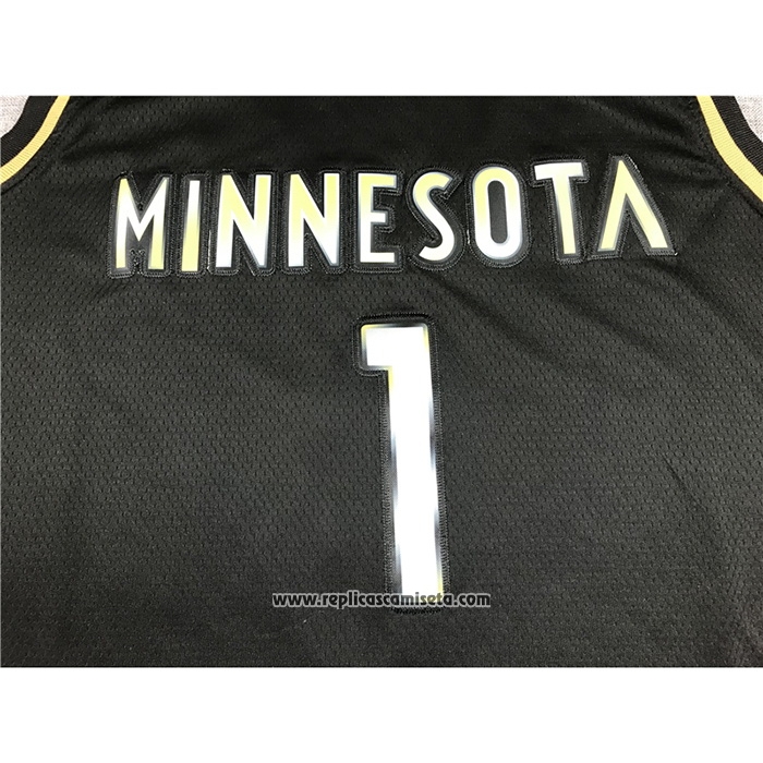 Camiseta Golden Edition Minnesota Timberwolves Anthony Edwards #1 2020-21 Negro
